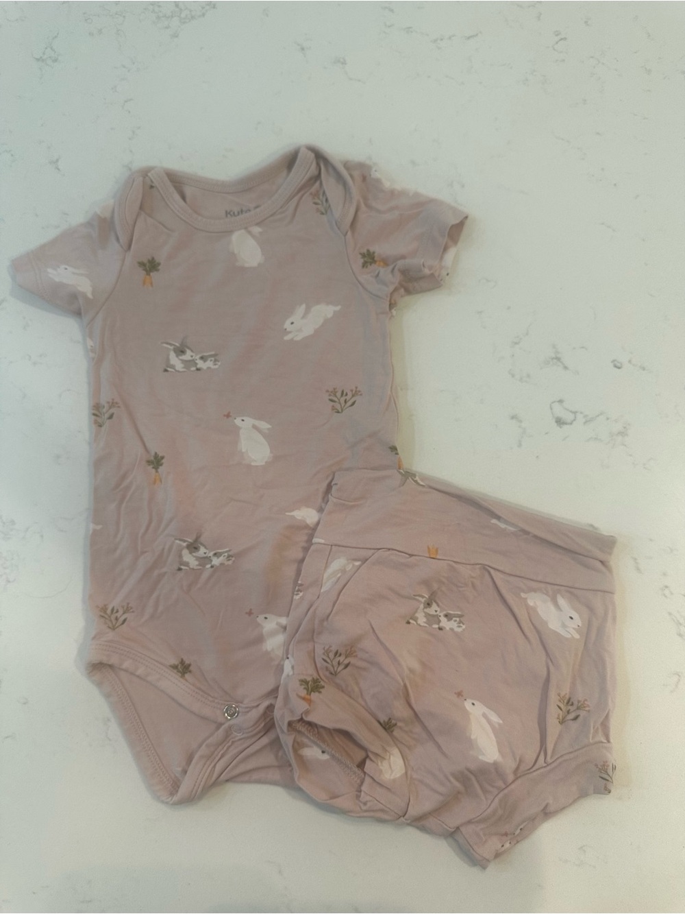 Kyte baby blush rabbit bodysuit & bummies set